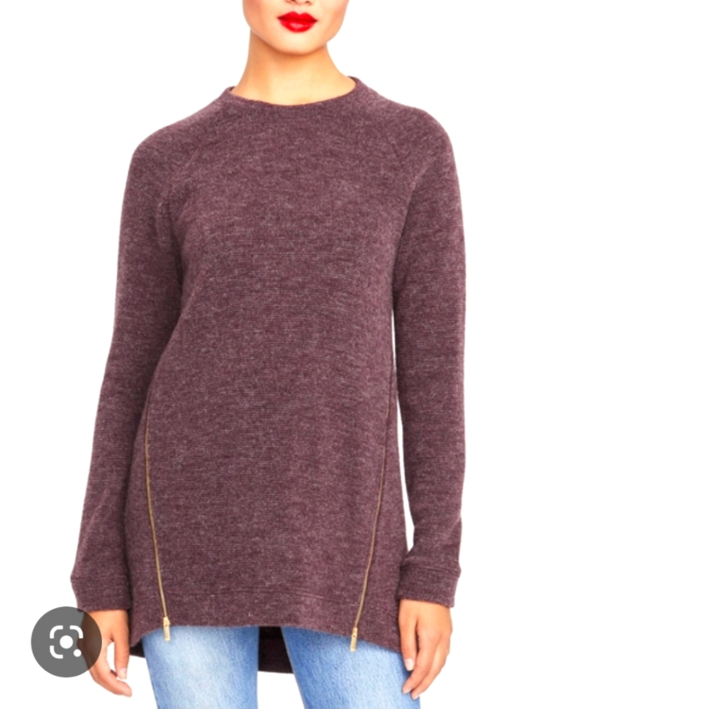 RACHEL Rachel Roy | Asymmetrical Zipper Sweater | Purple|Small| Tunic